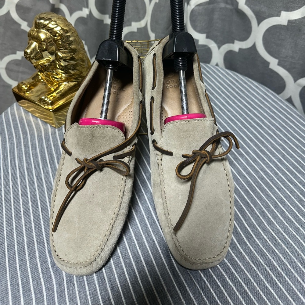 Moral Code Beige Suede Loafers with Brown Laces size 11